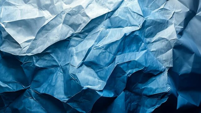 Crumpled blue paper texture, gradient shades, abstract background