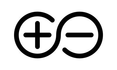 plus and minus symbols, round thin line infinity vector sign, balance icon