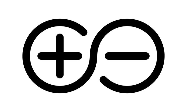 plus and minus symbols, round thin line infinity vector sign, balance icon