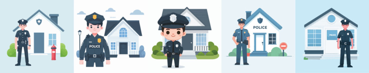 police vector standing in front of house