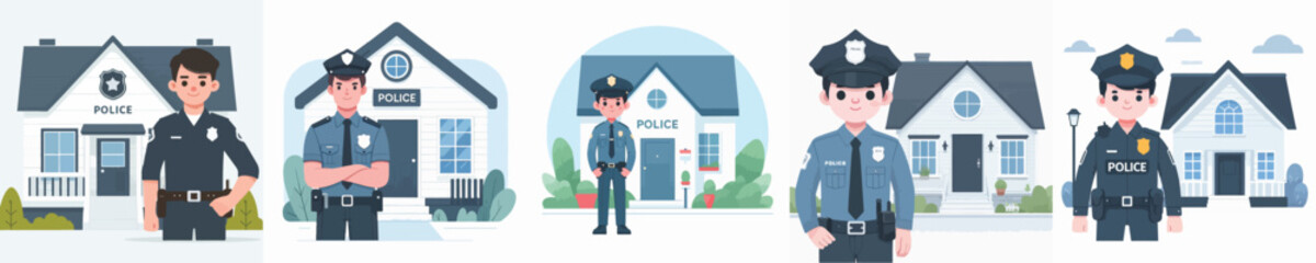 police vector standing in front of house