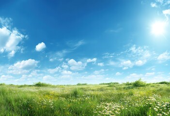 Beautiful Summer Meadow Under Bright Sunny Sky