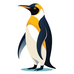 Obraz premium A regal king penguin with vibrant yellow neck markings stands tall a white background