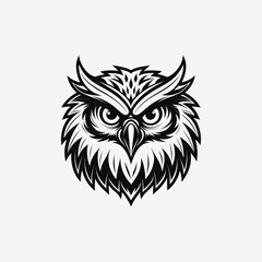 Owl Vector Silhouette – Black and White Minimalist Owl Clipart | Wildlife Bird Illustration for Logos, Stickers & T-Shirt Design