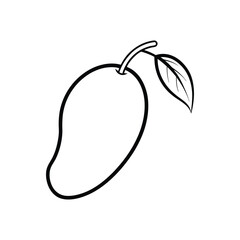 vector illustration of  line art mango fruit with leaf flat design isolated on white background