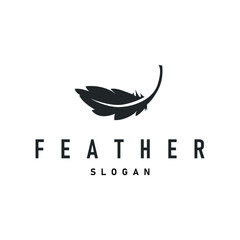 Obraz premium simple minimalist elegant logo feather animal fur illustration template symbol brand product business