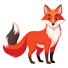 Obraz premium A stylized red fox with a bushy tail stands playfully on a white surface a white background