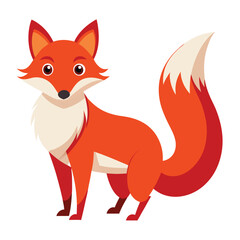 Obraz premium A stylized red fox with a bushy tail stands playfully on a white surface a white background