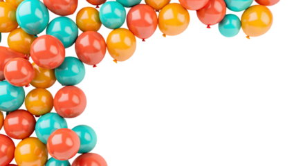 Colorful Balloons Corner Frame on Transparent Background