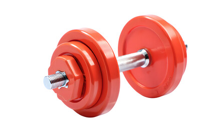 Orange Dumbbell with Chrome Barbell on Transparent Background