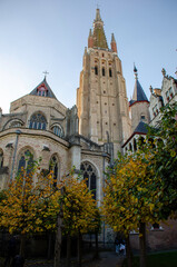 Obraz premium View from the tower at the Church of Our Lady in the medieval old town of Bruges, Belgium.
