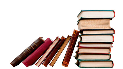 Stack of Antique Books on Black Background on transparent background