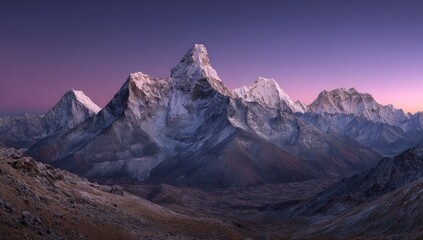 Fototapeta premium Majestic Snowcapped Mountain Peaks at Twilight