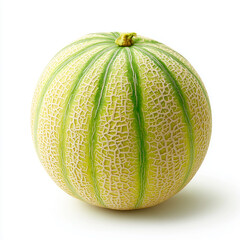 Cantaloupe Melon Fresh and Ripe Whole Fruit Isolated on White Background Healthy Eating and Summer Refreshment