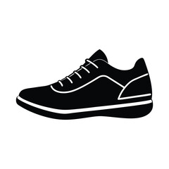 Black and white vector illustration of a modern sneaker design isolated on white background