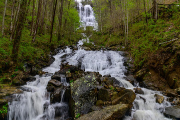 Full View of Amicalola Falls after Heavy Rain Ultra Slow Shutter Speed, near Dawsonville, Georgia.