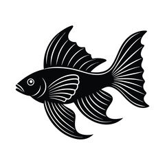 Elegant black and white fish vector illustration on a clean white background
