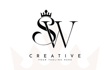 Elegant SW Monogram with Crown Logo