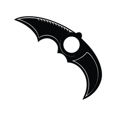 Obraz premium Sleek black karambit knife design on a white background for various design purposes