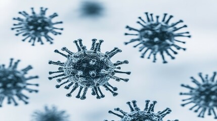 Detailed illustration of microscopic viral structures.