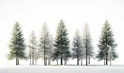 Obraz premium Highly detailed illustrations of various trees, leaves, grasses, and botanical elements, featuring realistic, minimalist, and abstract compositions on a white background.