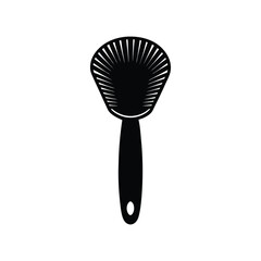 Black and white illustration of a kitchen utensil food strainer isolated on a white background