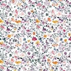 Colorful Floral Pattern On White Background