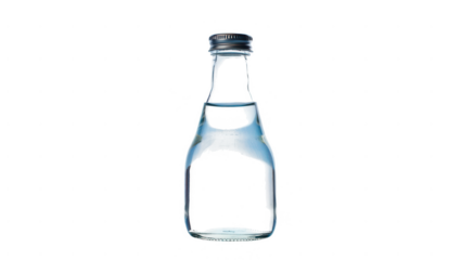 Clear Glass Bottle with Silver Cap on Transparent Background