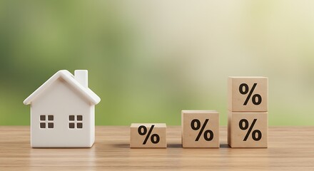 Conceptual representation of rising interest rates affecting the housing market and home loans