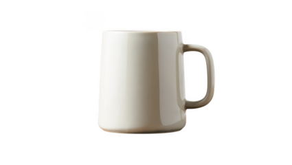 Simple White Ceramic Mug on Transparent Background