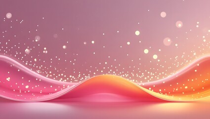 Abstract background warm pink and yellow flowing waves and sparkles in a vibrant fantasy dream setting