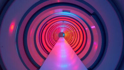 Passage Through Concentric Neon Hoops