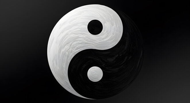 Yin Yang Symbol on Black Background