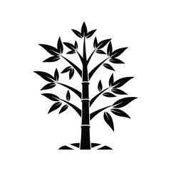 bamboo tree black silhouette vector icon on white