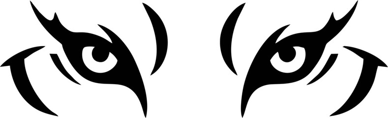 Wolf Eyes Silhouette Style with Outline Precision for Tracing