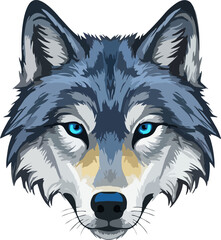 Fototapeta premium Modern Wolf Eyes Illustration with Linear Detail for Digital Use