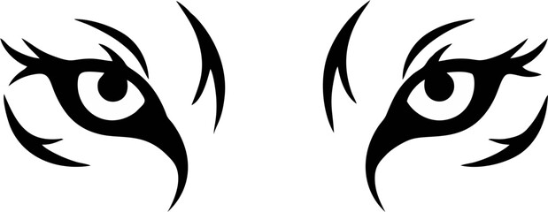 Angled Wolf Eyes with Thick Lines for Strong Tattoo Visuals