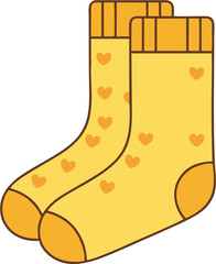 Simple vector of fluffy yellow socks viewed from top-down perspective