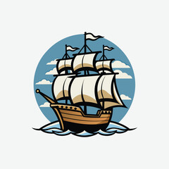 High-Quality Ship Vector Illustration – Nautical, Marine, and Vintage Sailing Designs for Graphic Projects