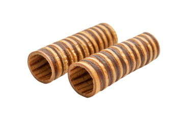 Brown striped wafer rolls isolated on transparent background