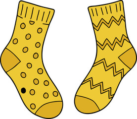 Vector design of yellow socks with little duck patterns for kids