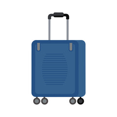 doodle cartoon vector illustration of a stylish wheeled suitcase