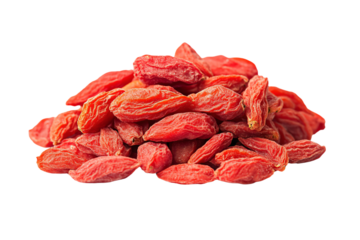 a pile of dried goji berries on a white surface