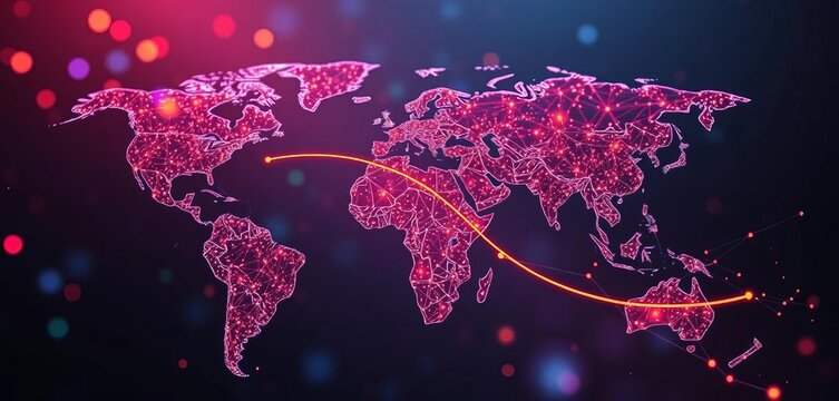 Abstract global network nodes forming a financial profit and loss curve ,  futuristic,   analysis