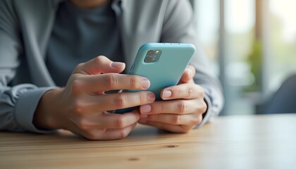 Person Using Mobile Phone in Bright Setting