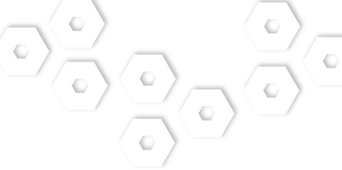 Abstract  white hexagons with subtle shadows, clean, modern background featuring a repeating pattern creating a three dimensional effect. 