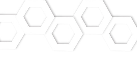 Abstract  white hexagons with subtle shadows, clean, modern background featuring a repeating pattern creating a three dimensional effect. 
