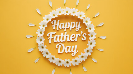 Happy fathers day daisy flower wreath sunburst