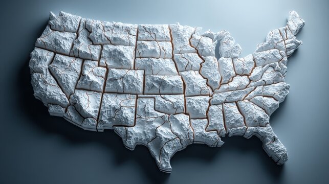 United states map depicting real-time credit access parity dashboard icon concept for financial analytics