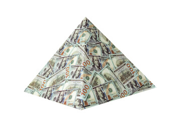 a pyramid scheme isolated on white background. The concept of exchange in financial markets is the...